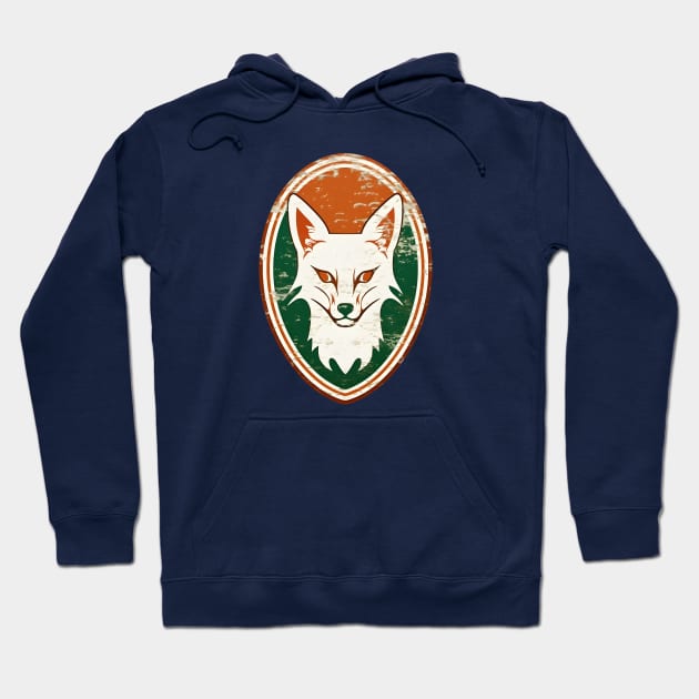 Fox head on a vintage distressed oval crest Hoodie by Clearmind Arts